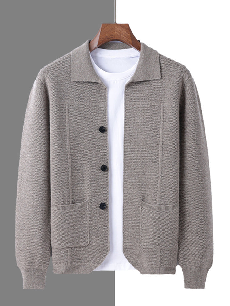 Mens Pure Wool Knit Cardigan