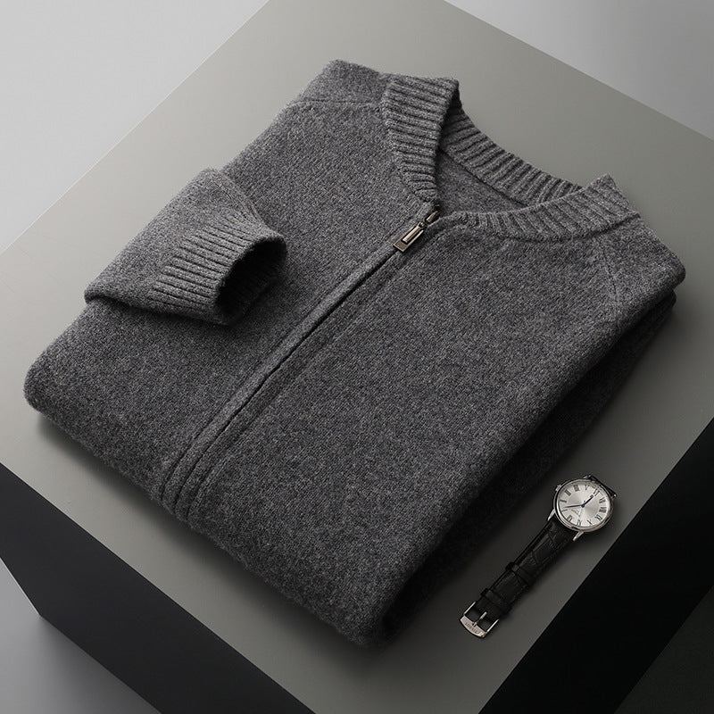 Mens Pure Wool Knitted Cardigan