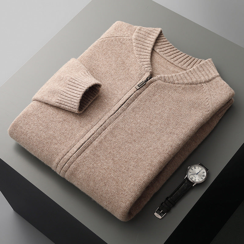 Mens Pure Wool Knitted Cardigan