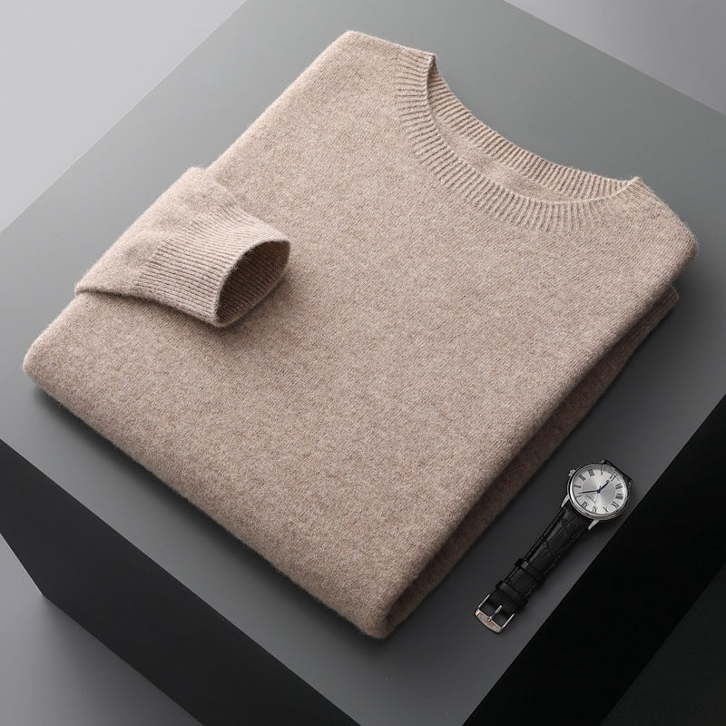 Mens Pure Wool Round Neck Sweater