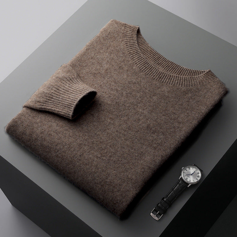 Mens Pure Wool Round Neck Sweater