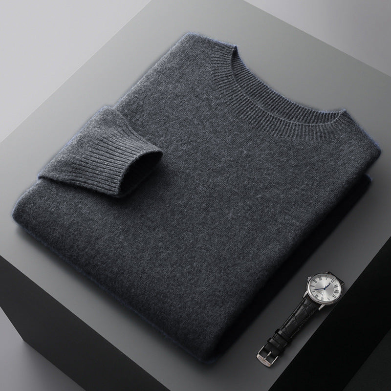 Mens Pure Wool Round Neck Sweater