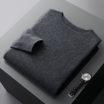 Mens Pure Wool Round Neck Sweater