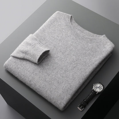Mens Pure Wool Round Neck Sweater