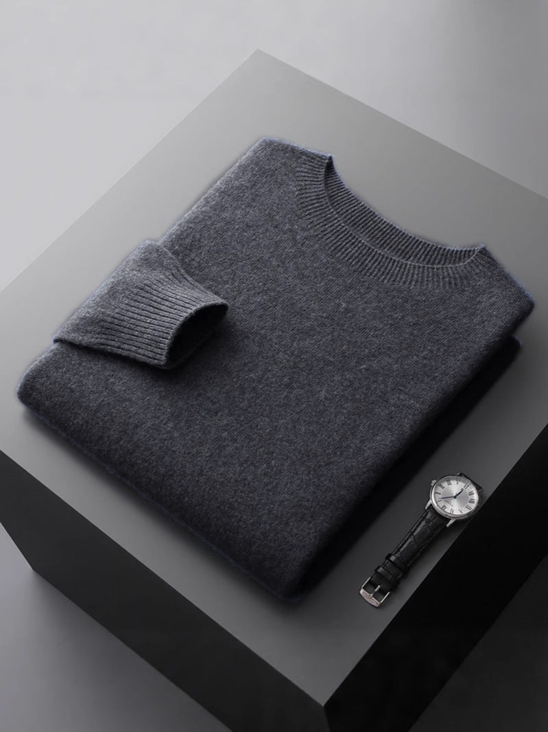 Mens Pure Wool Round Neck Sweater