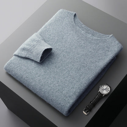 Mens Pure Wool Round Neck Sweater
