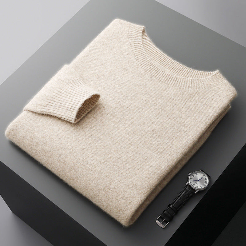 Mens Pure Wool Round Neck Sweater