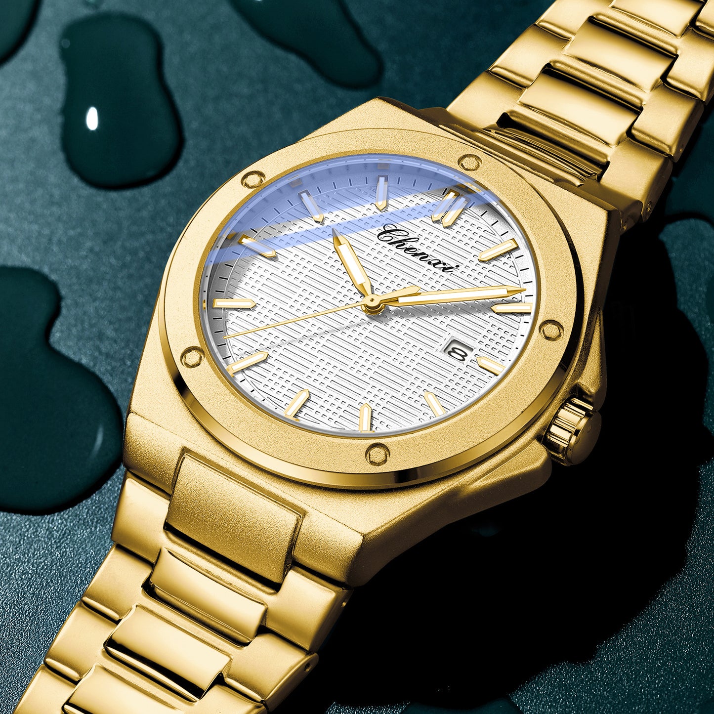 Mens Quartz Watch Calendar Luminous Water Resistant