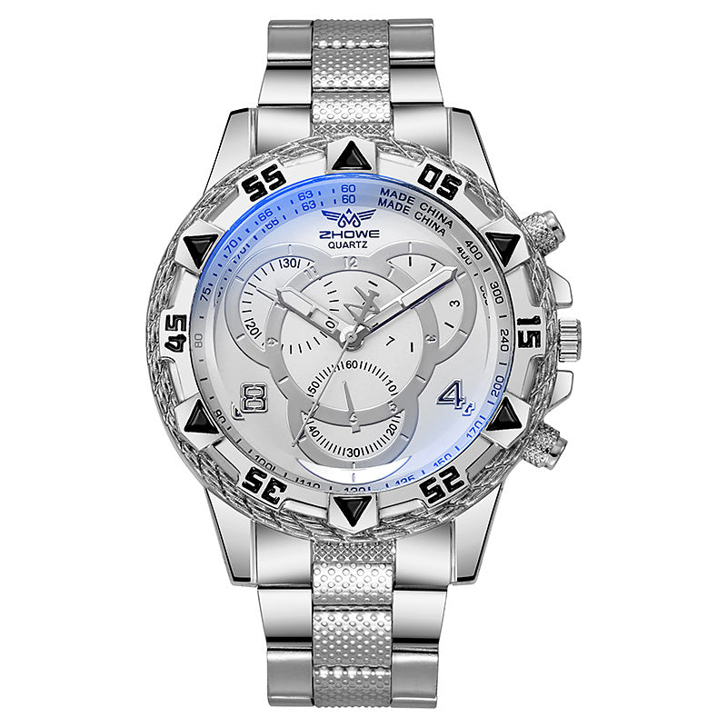 Mens Quartz Watch Large Dial Alloy Strap