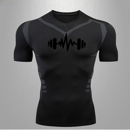 Mens Quick Dry Fitness T-Shirt High Elastic Sportswear