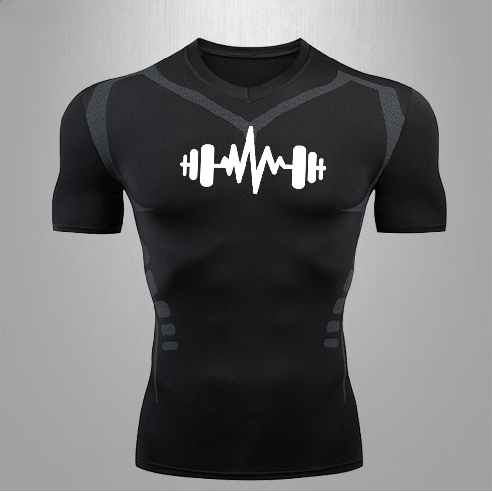 Mens Quick Dry Fitness T-Shirt High Elastic Sportswear