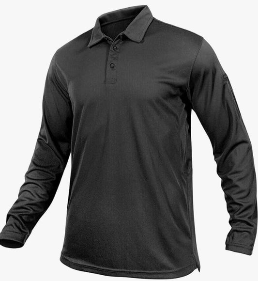 Mens Quick-Dry Long Sleeve Polo Shirt