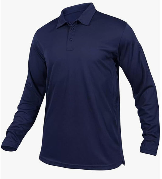 Mens Quick-Dry Long Sleeve Polo Shirt