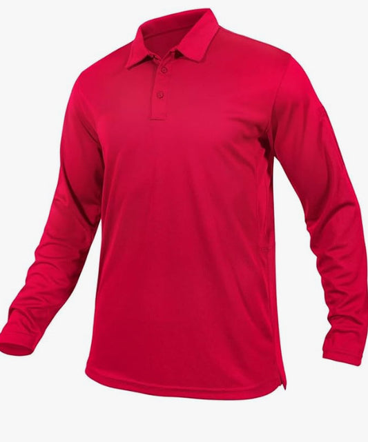 Mens Quick-Dry Long Sleeve Polo Shirt
