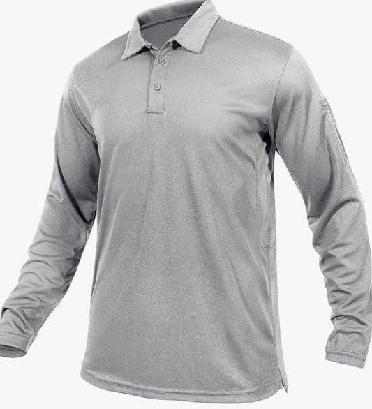 Mens Quick-Dry Long Sleeve Polo Shirt