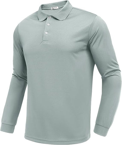 Mens Quick-Dry Long Sleeve Polo Shirt