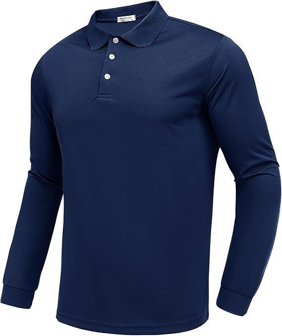 Mens Quick-Dry Long Sleeve Polo Shirt