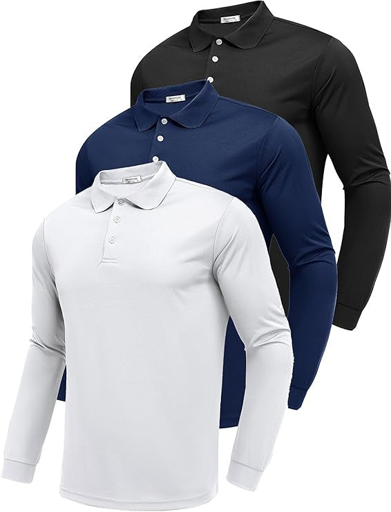 Mens Quick-Dry Long Sleeve Polo Shirt