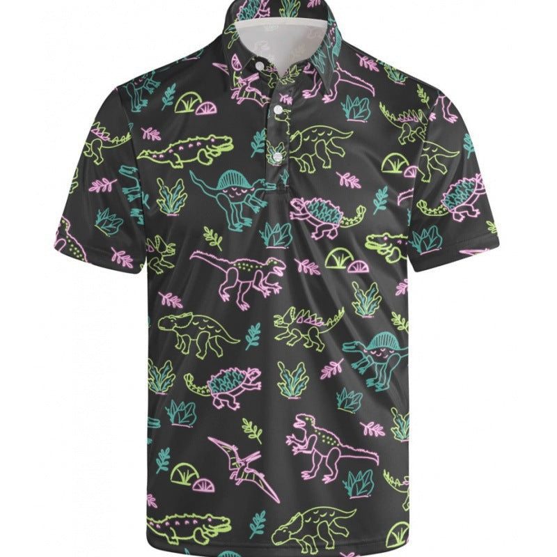 Mens Quick-Dry Marine Print Polo Shirt