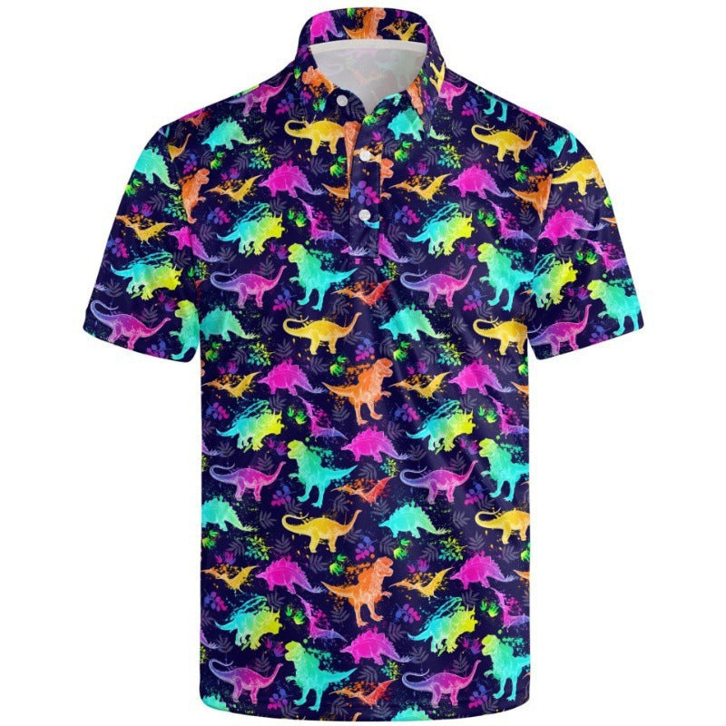 Mens Quick-Dry Marine Print Polo Shirt