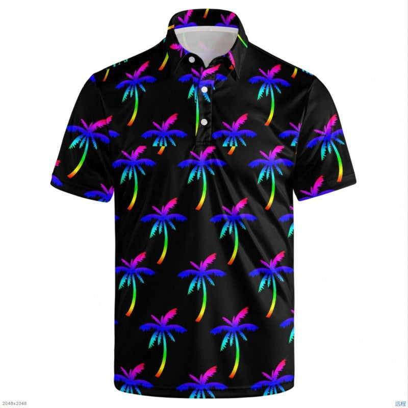 Mens Quick-Dry Marine Print Polo Shirt