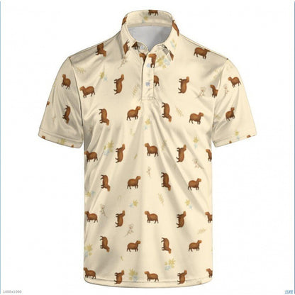 Mens Quick-Dry Marine Print Polo Shirt