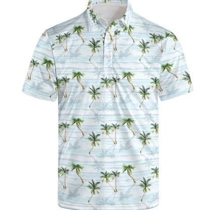Mens Quick-Dry Marine Print Polo Shirt
