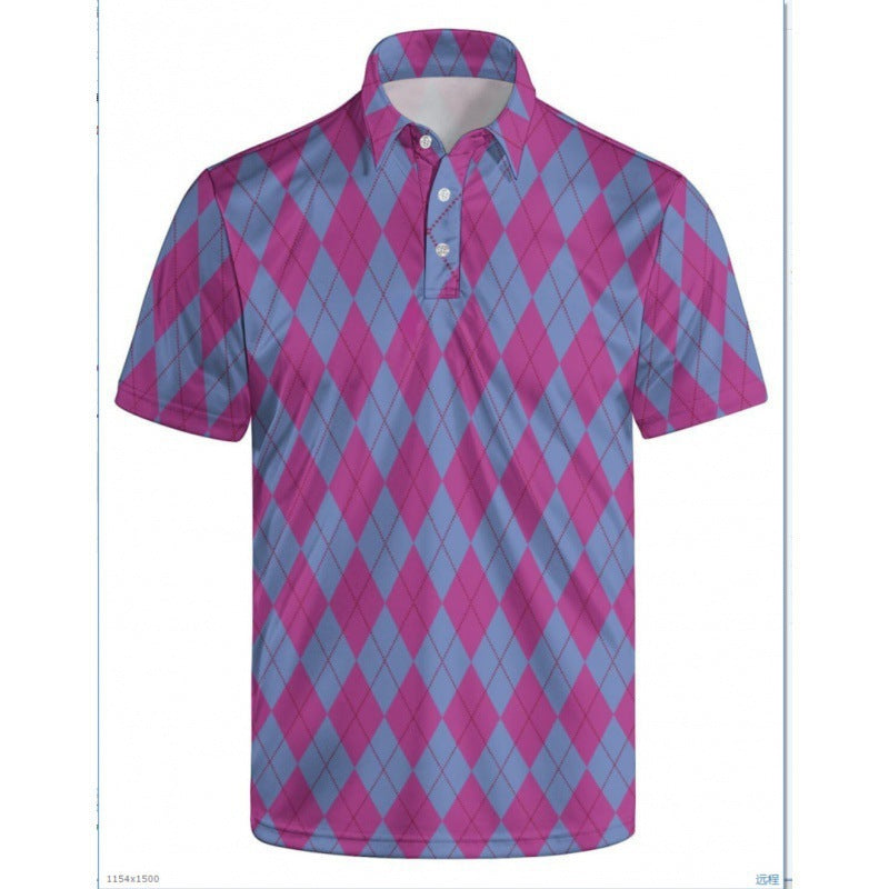 Mens Quick-Dry Marine Print Polo Shirt