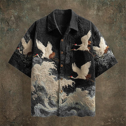 Mens Retro Casual Long Sleeve Shirt