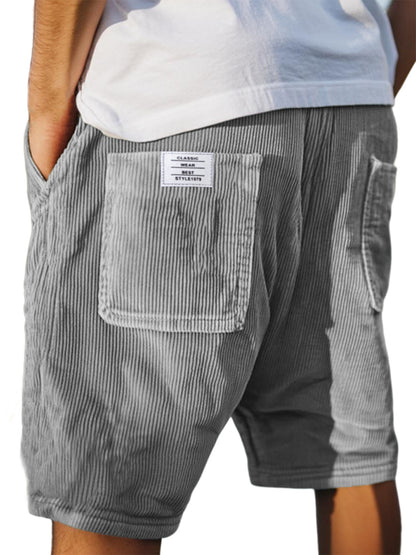 Mens Retro Corduroy Multi Pocket Shorts