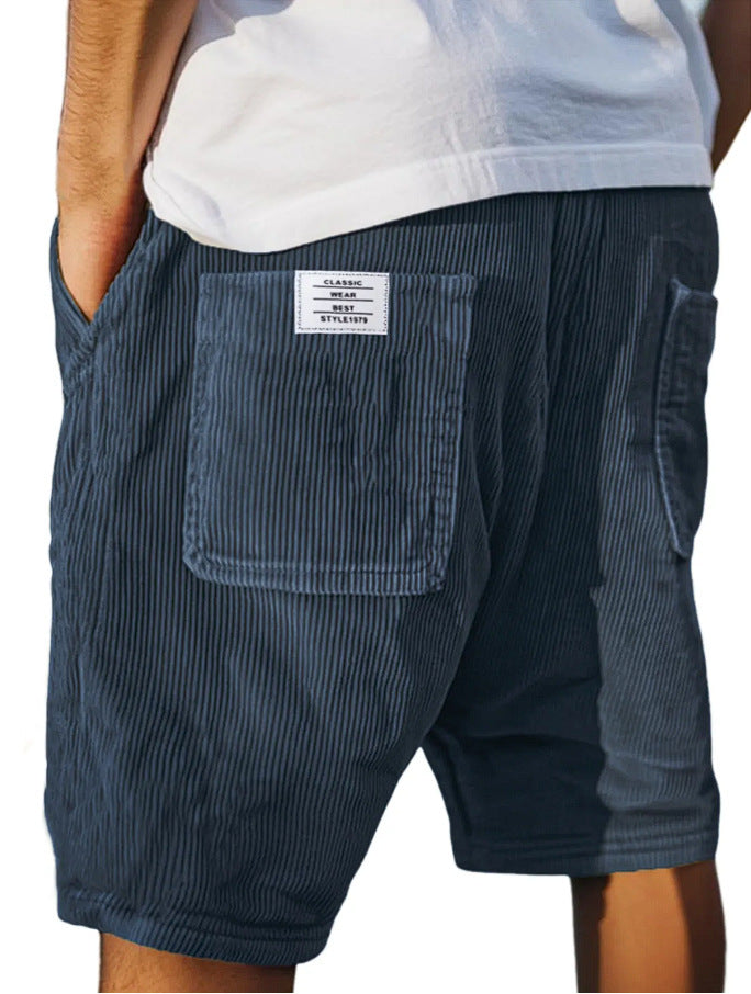 Mens Retro Corduroy Multi Pocket Shorts