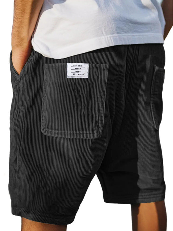 Mens Retro Corduroy Multi Pocket Shorts