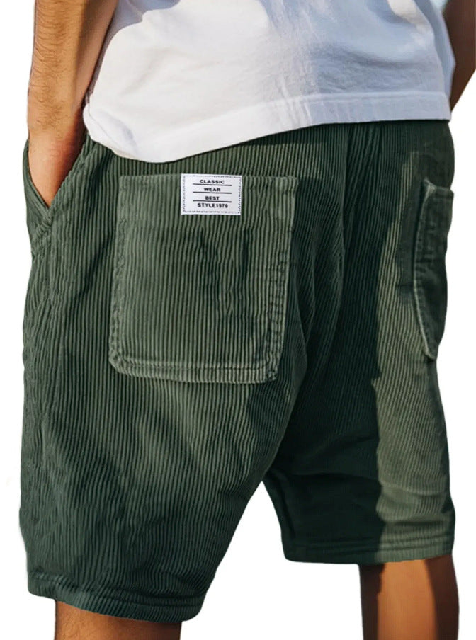 Mens Retro Corduroy Multi Pocket Shorts
