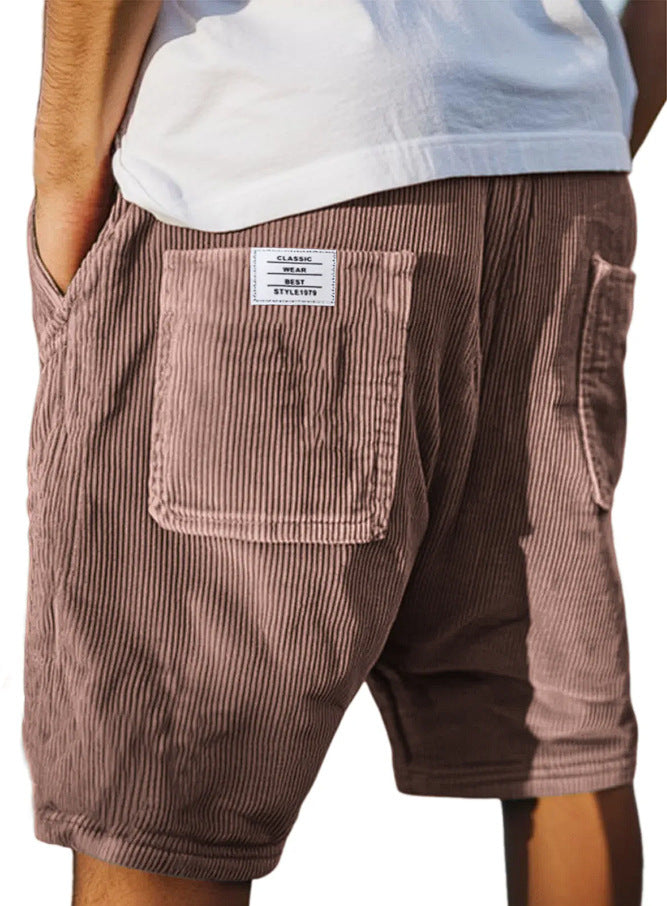 Mens Retro Corduroy Multi Pocket Shorts