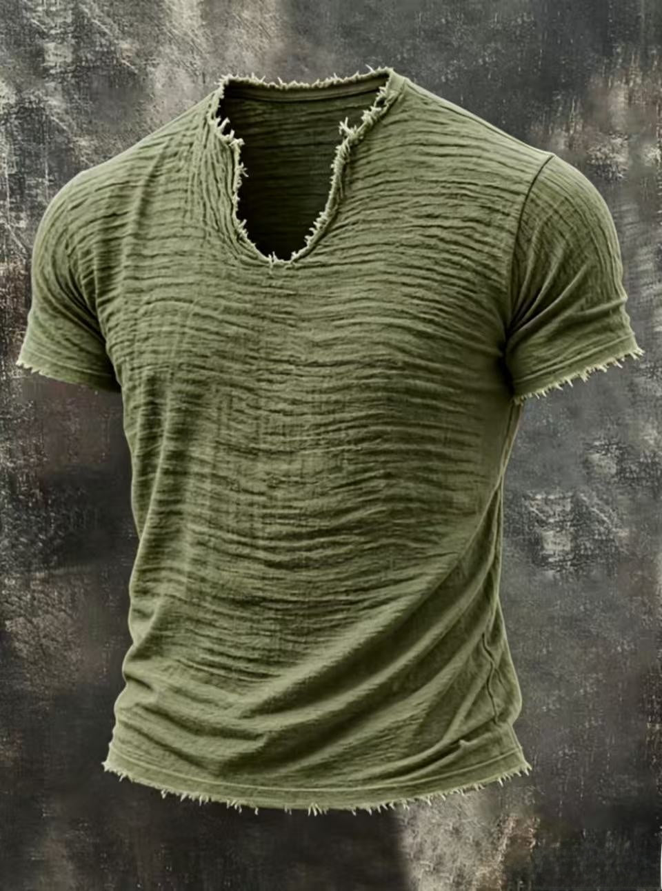 Mens Retro Cotton Linen V-Neck T-Shirt
