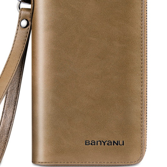 Mens Retro Cowhide Zipper Wallet