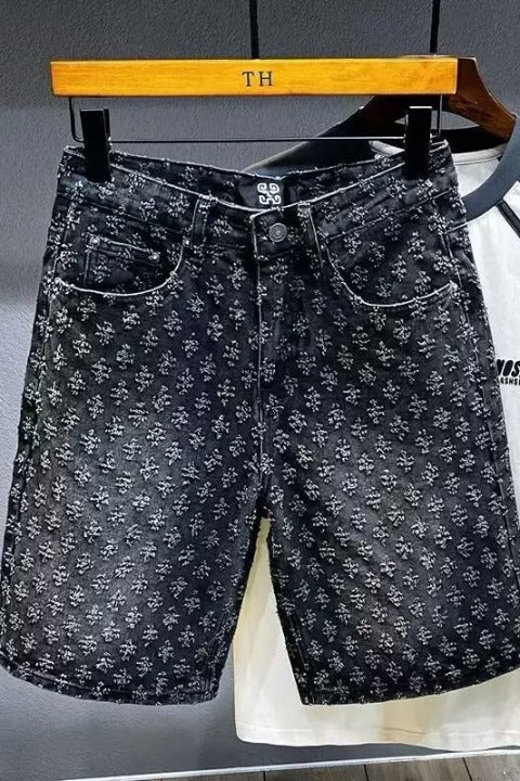 Mens Retro Distressed Denim Shorts