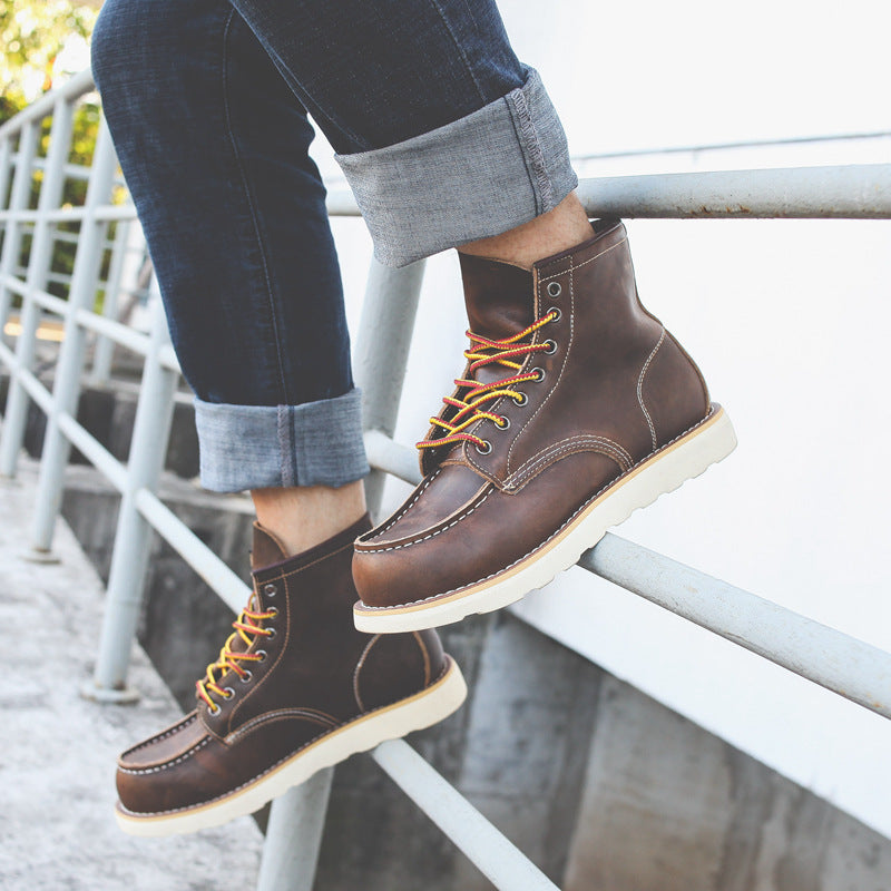 Mens Retro Leather Work Boots