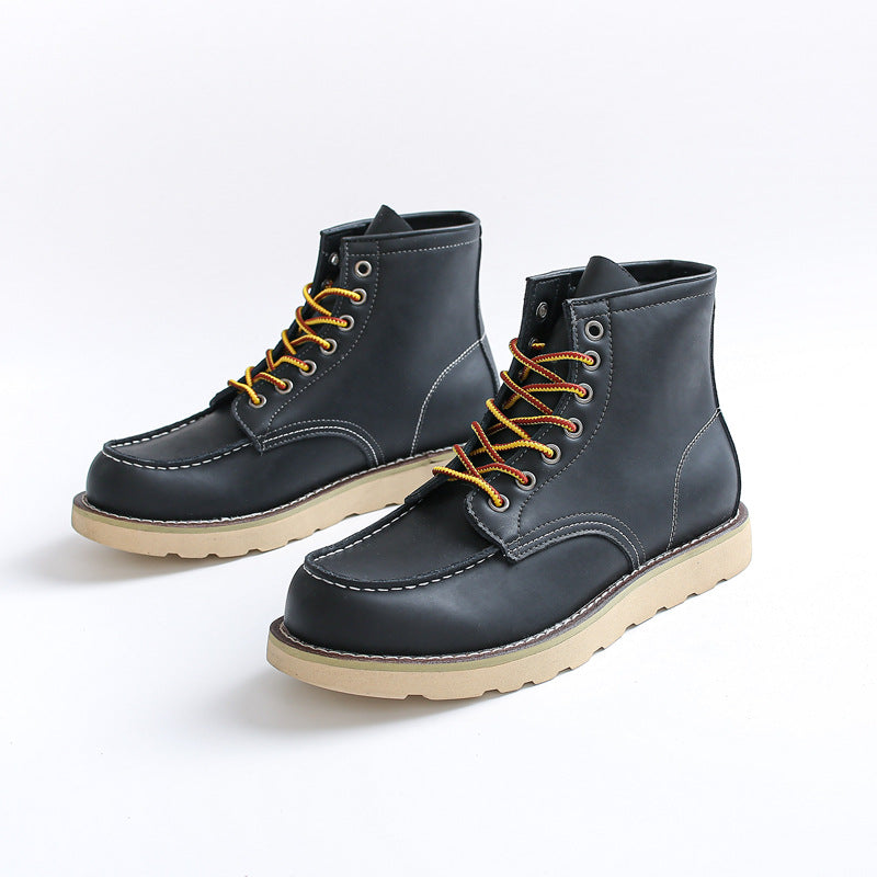Mens Retro Leather Work Boots