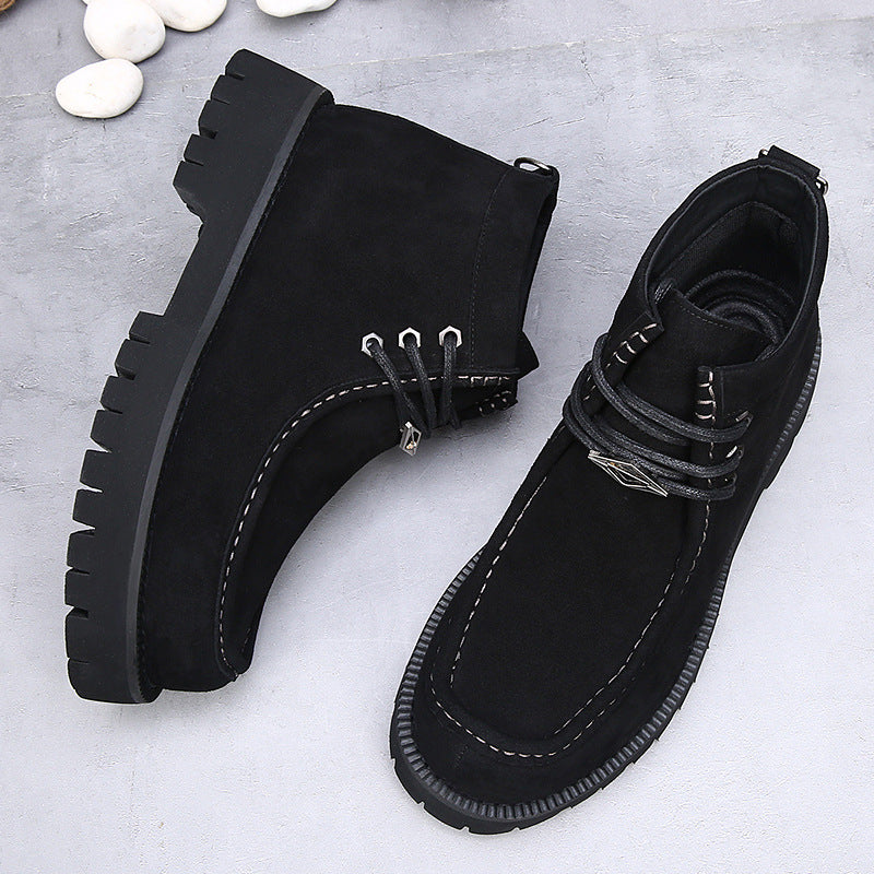 Mens Retro Martin Boots Genuine Leather Platform