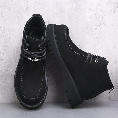 Mens Retro Martin Boots Genuine Leather Platform