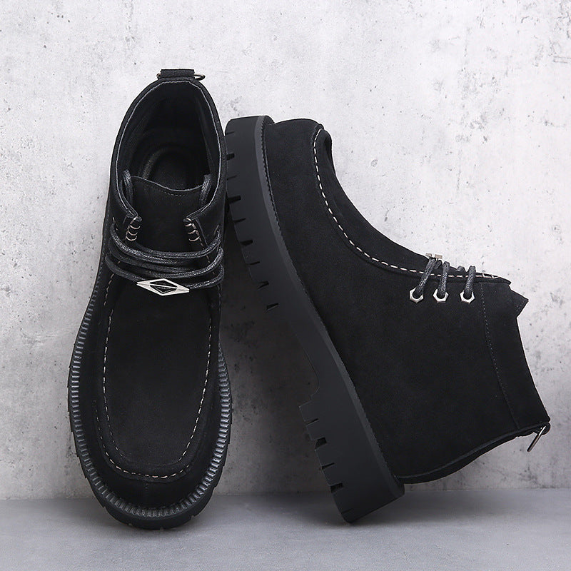 Mens Retro Martin Boots Genuine Leather Platform
