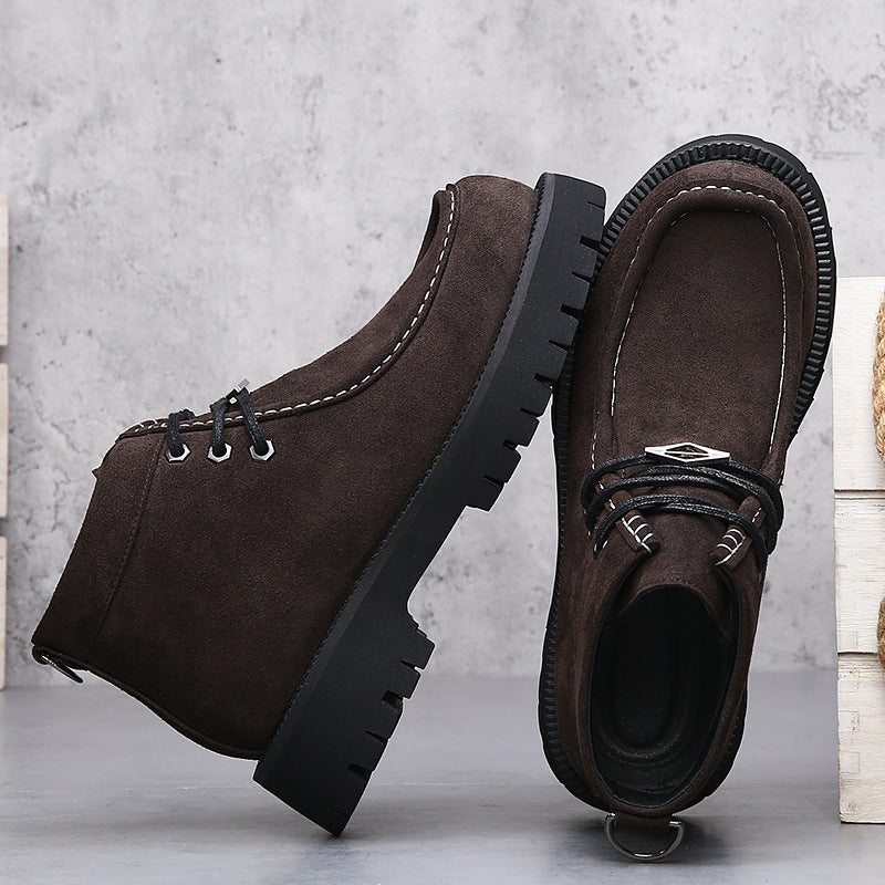 Mens Retro Martin Boots Genuine Leather Platform