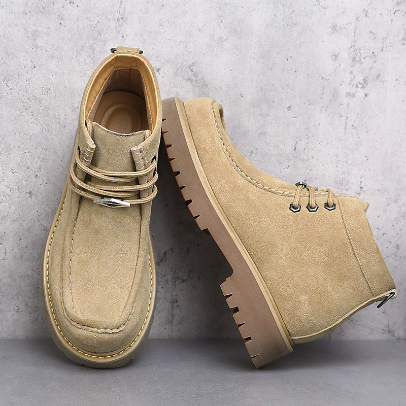Mens Retro Martin Boots Genuine Leather Platform