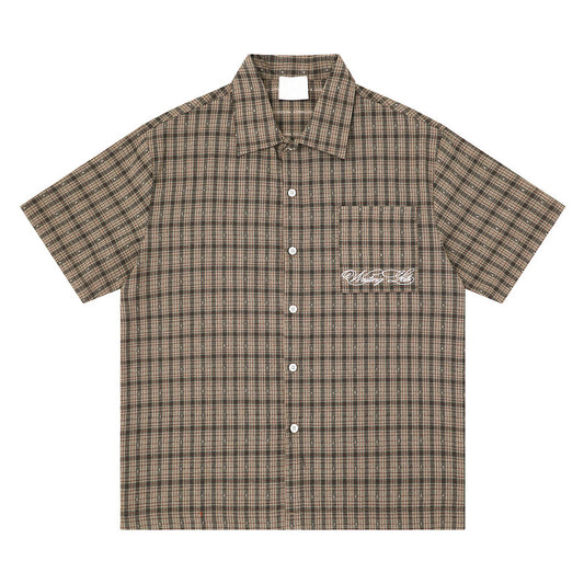 Mens Retro Plaid Short Sleeve Shirt