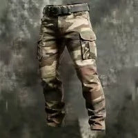 Mens Retro Print Straight Leg Casual Pants