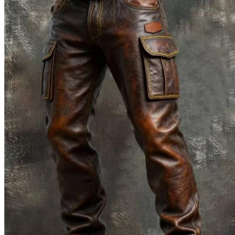 Mens Retro Print Straight Leg Casual Pants