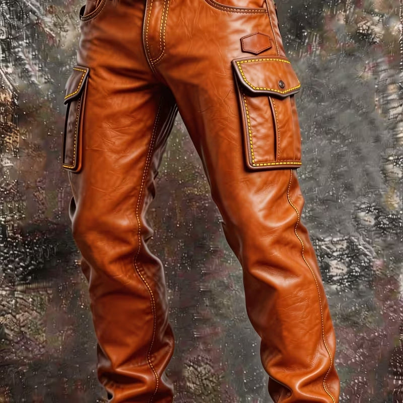 Mens Retro Print Straight Leg Casual Pants