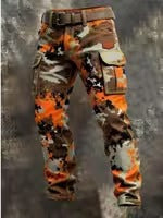 Mens Retro Printed Straight Leg Work Pants