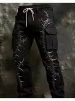 Mens Retro Printed Straight Leg Work Pants